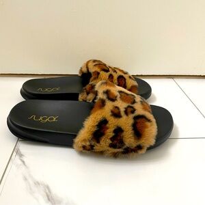 Sugar Cheetah Animal Print Fur Sandal Slides Slippers